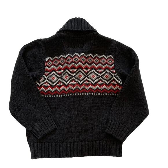 OshKosh B'gosh Classic Cotton Fair Isle Gray Button Down Shawl Collar Cardigan 6 - Picture 3 of 6